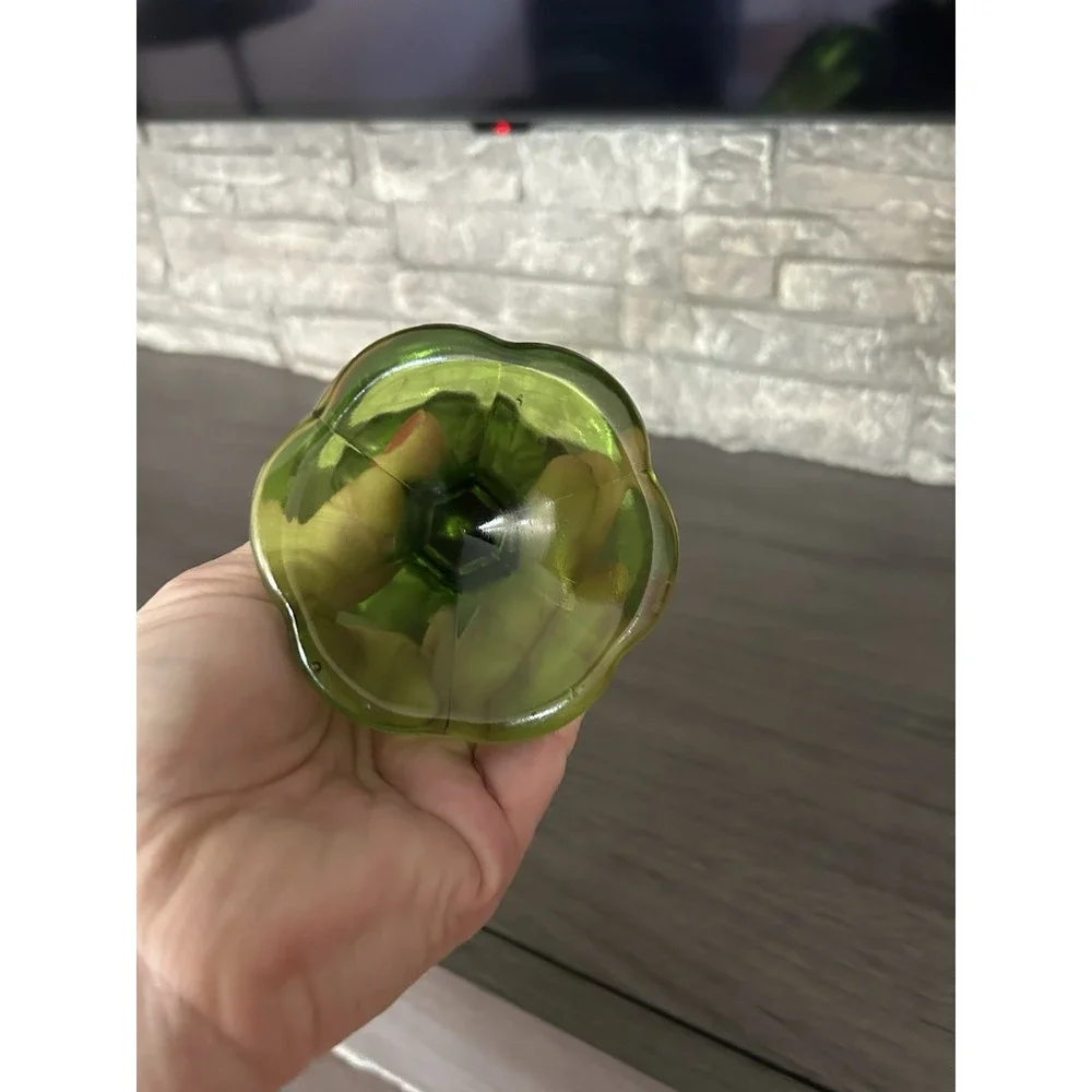 16 Inch Green Swung Glass Vintage Vase